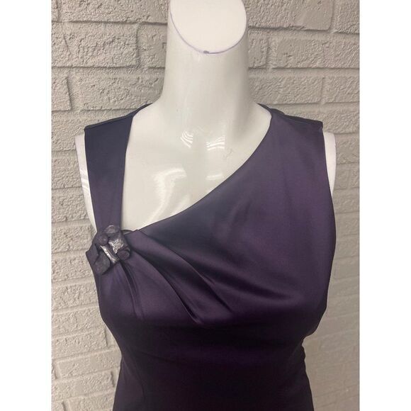 Ellen Tracy Purple Sleeveless Asymmetrical Neckline Dress Size 6 - Picture 4 of 13